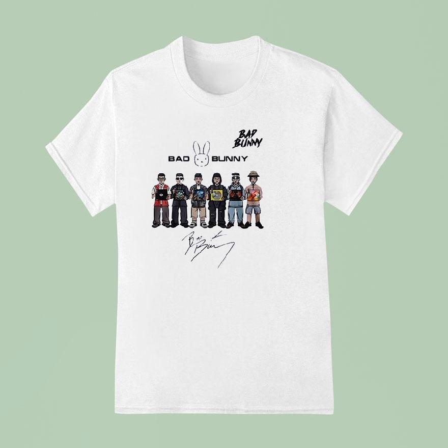 Bad Bunny Debi Tirar Mas Fotos World Tour Art Signature Dates Shirt