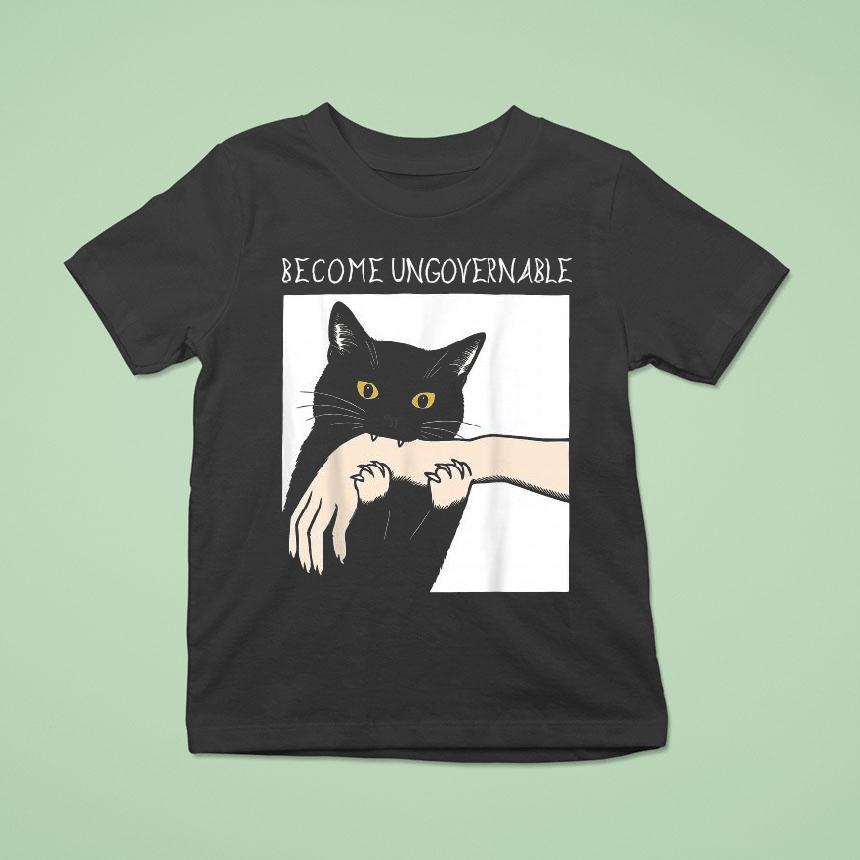 Become Ungovernable Black Cat Biting Hand Shirt