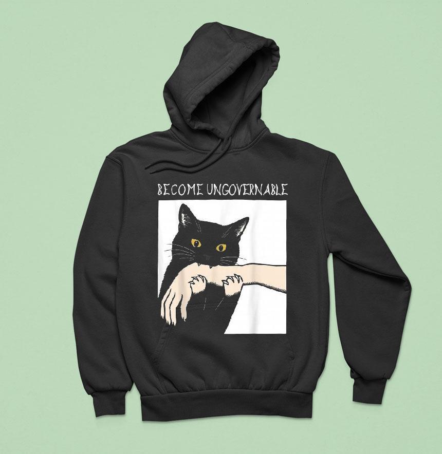 Become Ungovernable Black Cat Biting Hand Shirt Become Ungovernable Black Cat Biting Hand Shirt