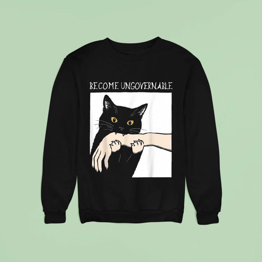 Become Ungovernable Black Cat Biting Hand Shirt Become Ungovernable Black Cat Biting Hand Shirt