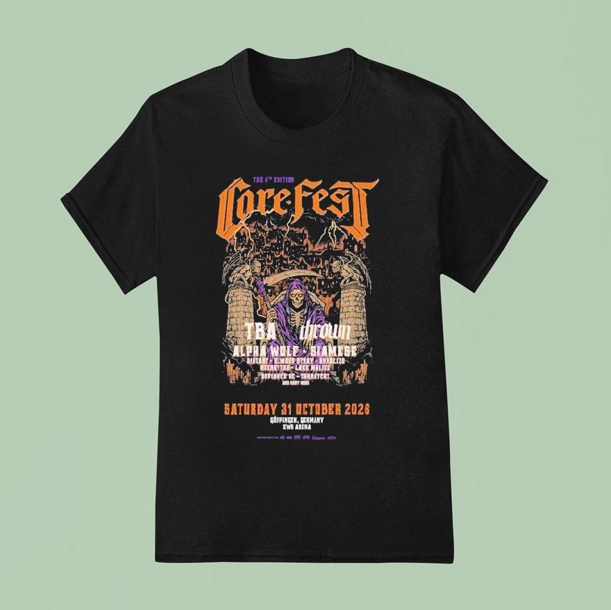 Core Fest 2026 Metal Festival Goppingen Germany Ews Arena Alpha Wolf Siamese Thrown Distant Avralize Defiance Hc Lake Malice Elwood Stray Necrotted Heavy Shirt