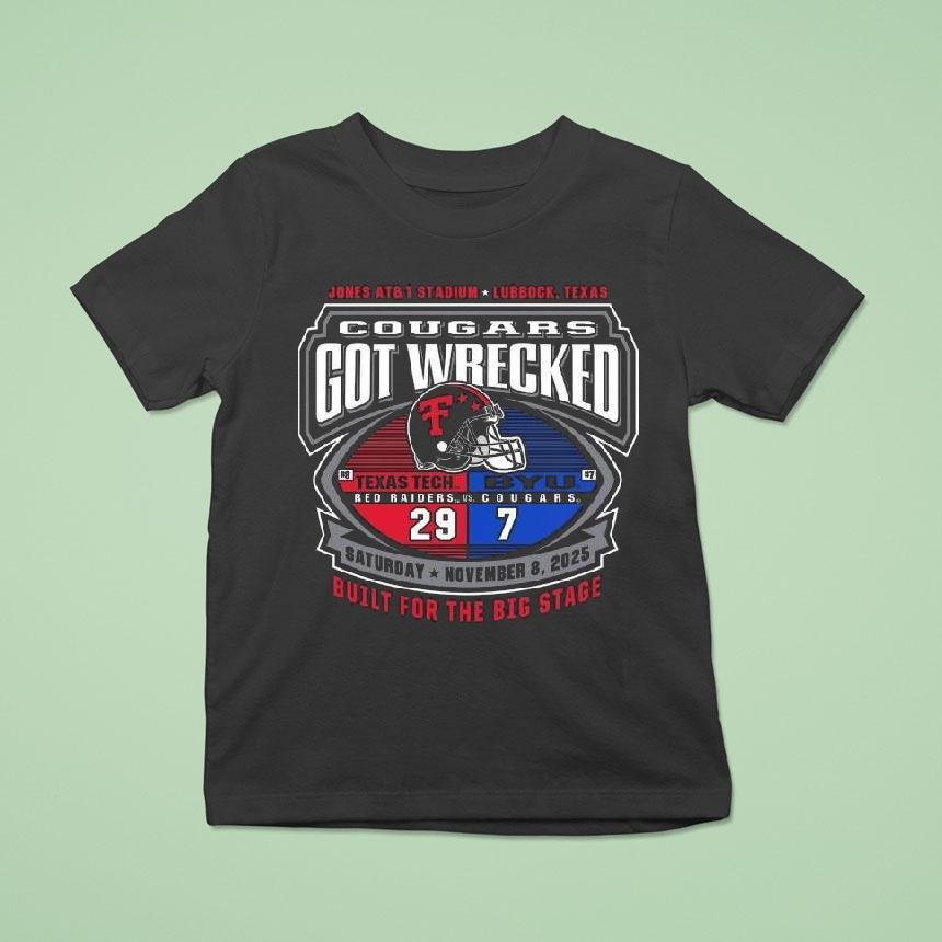 Cougars Got Wrecked Texas Tech Red Raiders And Byu Cougars 2025 Shirt