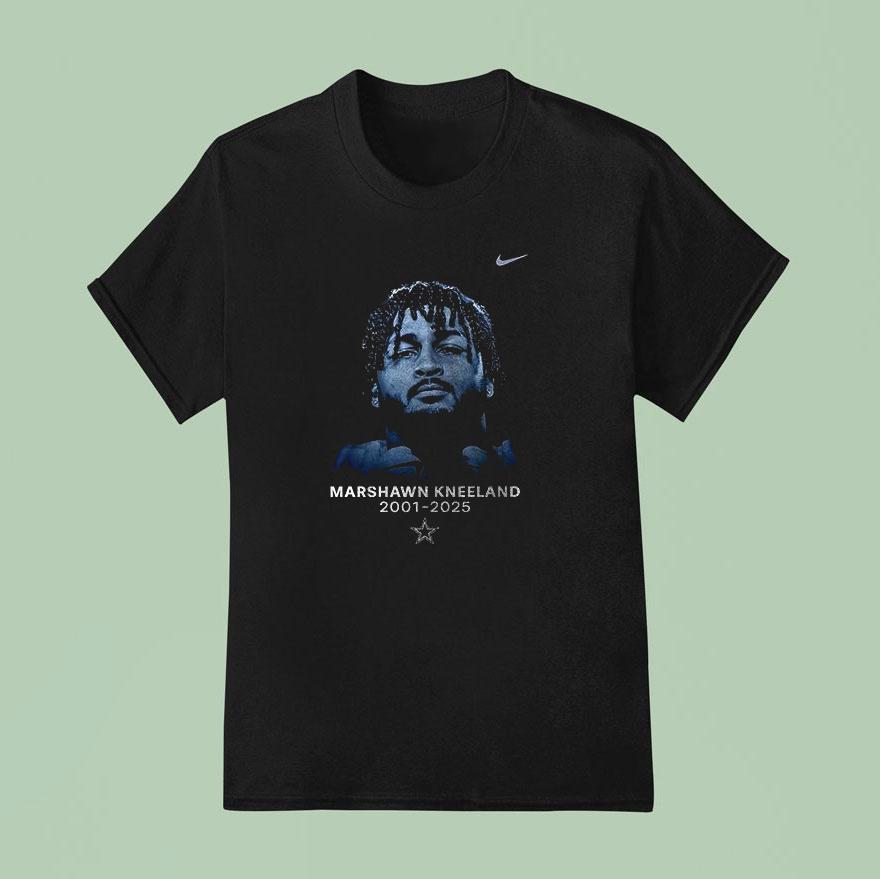 Dallas Cowboys 2025 Marshawn Kneeland Rest In Peace Graphic Signature Shirt