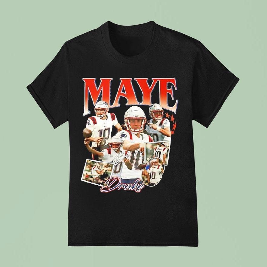Drake Maye New England Patriots Signature Picture Shirt