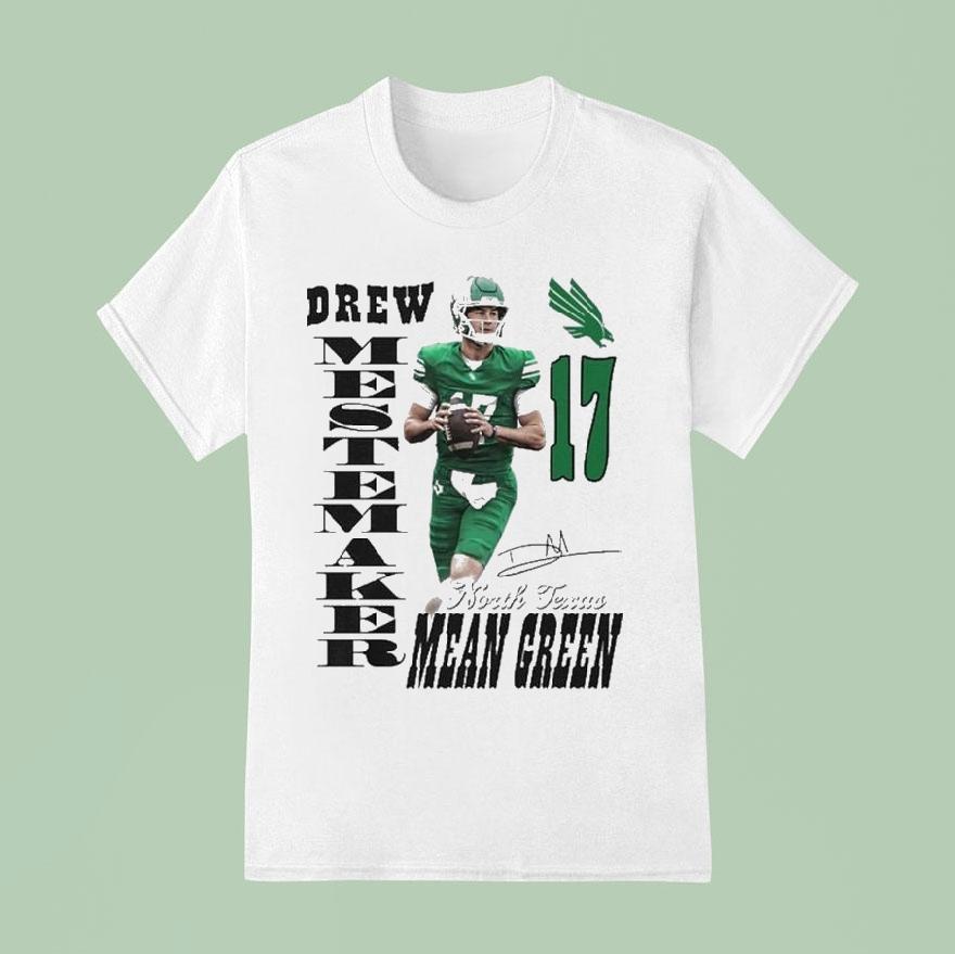 Drew Mestemaker North Texas Mean Green Portrait Signature Shirt