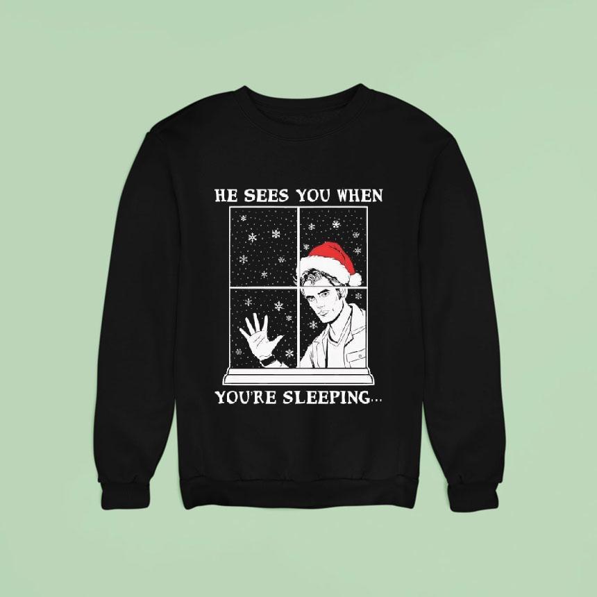 Edward Cullen Santa He Sees You When You're Sleeping Shirt Edward Cullen Santa He Sees You When You're Sleeping Shirt
