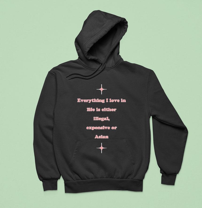 Everything I Love In Life Is Either Illegal, Expensive Or Asian Shirt Everything I Love In Life Is Either Illegal, Expensive Or Asian Shirt