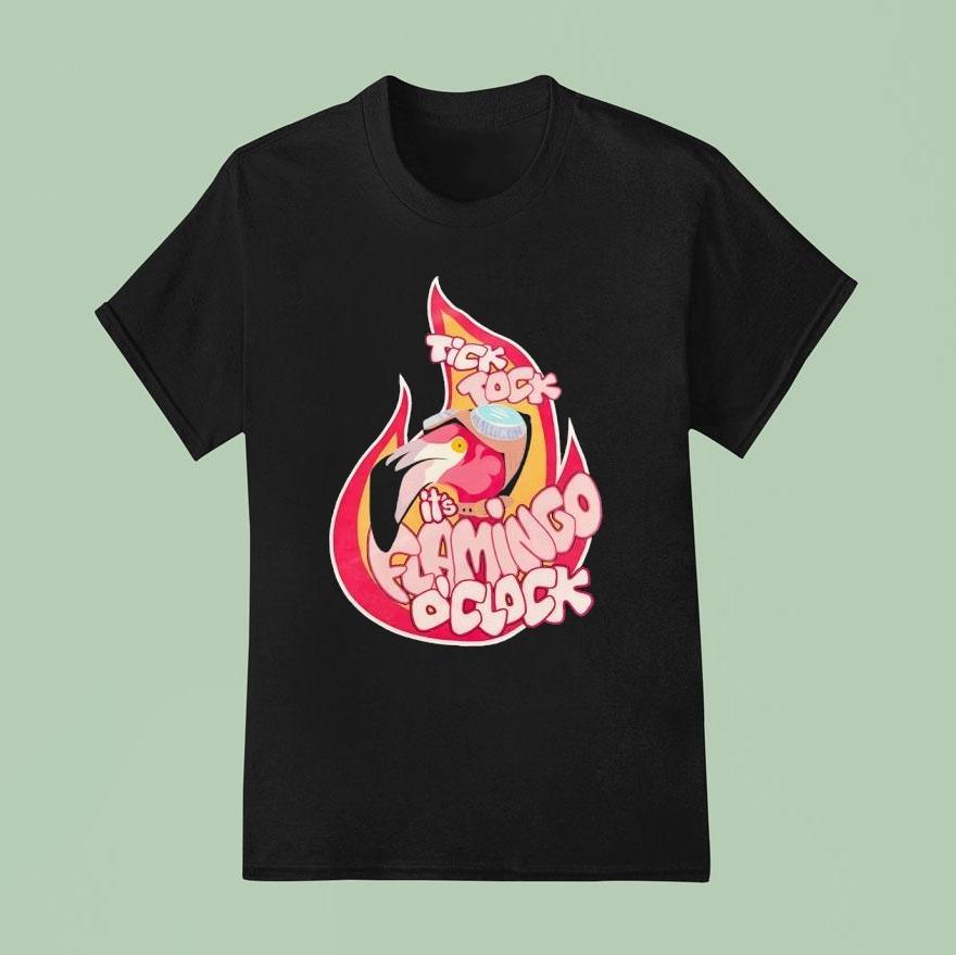 Flamingo Tick Tock It’s Flamingo O’clock Shirt