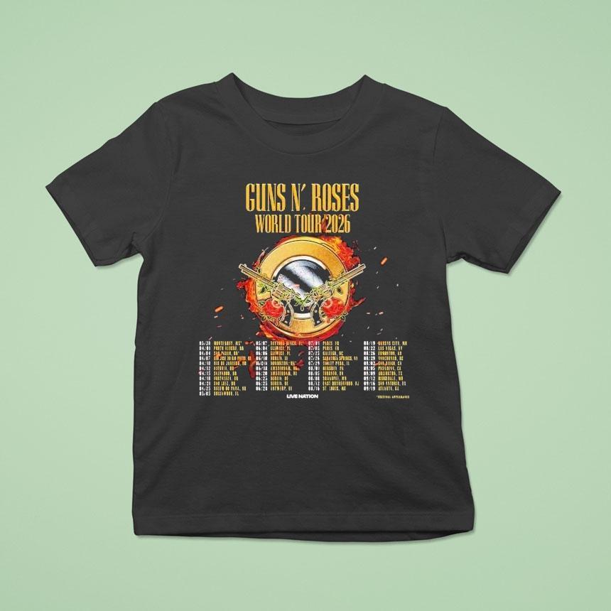 Guns N Roses World Tour 2026 Dates Shirt