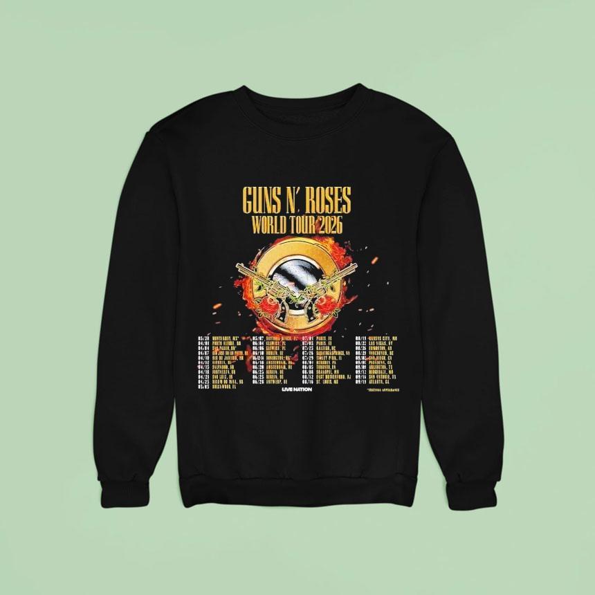 Guns N Roses World Tour 2026 Dates Shirt Guns N Roses World Tour 2026 Dates Shirt
