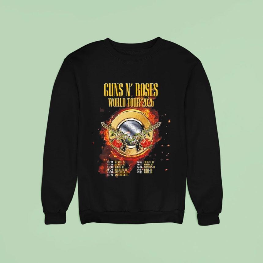 Guns N' Roses World Tour 2026 Uk And Europe Shirt Guns N' Roses World Tour 2026 Uk And Europe Shirt