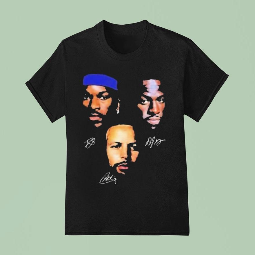 Jimmy Butler Draymond Green And Stephen Curry Faces Heads Signatures Shirt