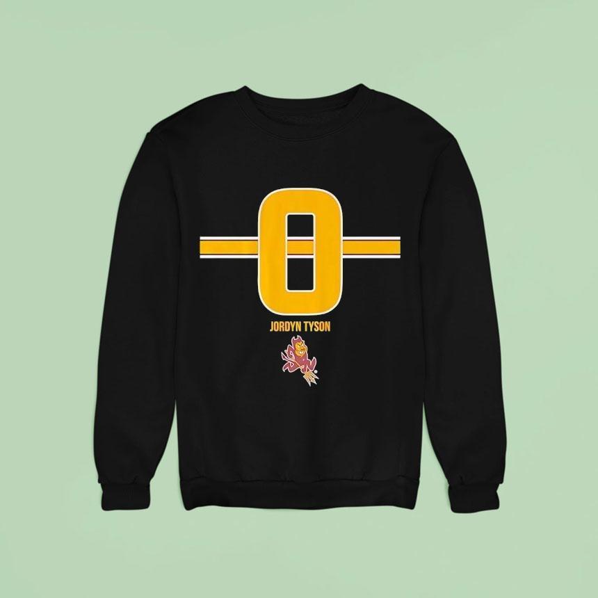 Jordyn Tyson Arizona State Sun Devils Football 0 Stripe Shirt Jordyn Tyson Arizona State Sun Devils Football 0 Stripe Shirt