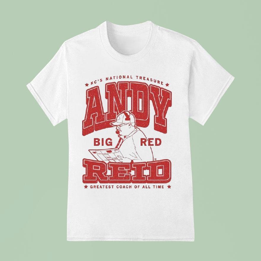 Kc’s National Treasure Andy Reid Big Red Greatest Coach Of All Time Shirt