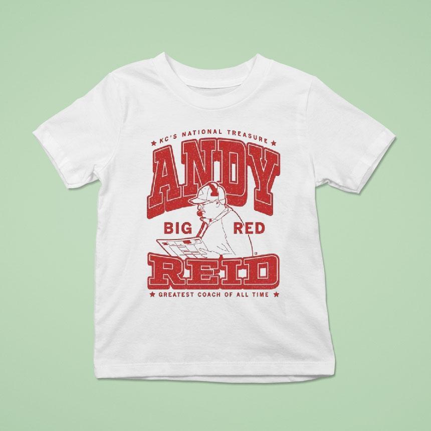 Kc’s National Treasure Andy Reid Big Red Greatest Coach Of All Time Shirt