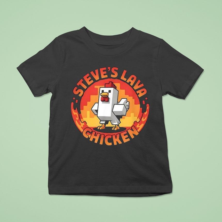 Lava Chicken Miners Meme Steve Pixel Gaming Boys Shirt