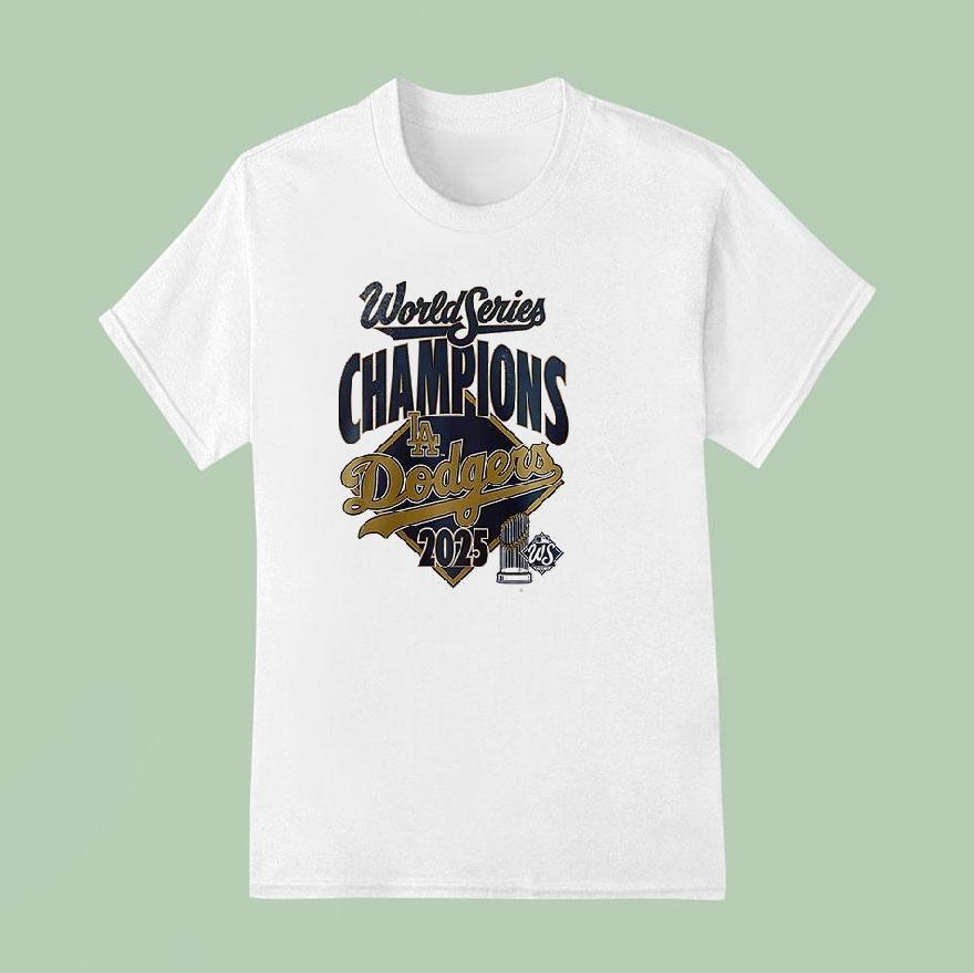 Los Angeles Dodgers 2025 Back To Back World Series Champions Logo 2 Sided Shirt