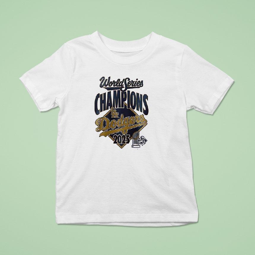 Los Angeles Dodgers 2025 Back To Back World Series Champions Logo 2 Sided Shirt