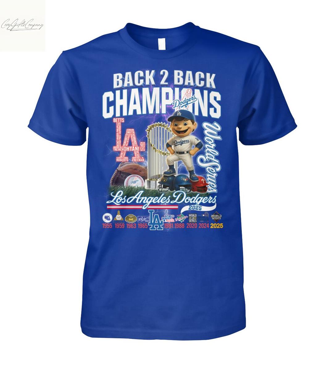 Los Angeles Dodgers Back 2 Back Champions World Series T Shirt