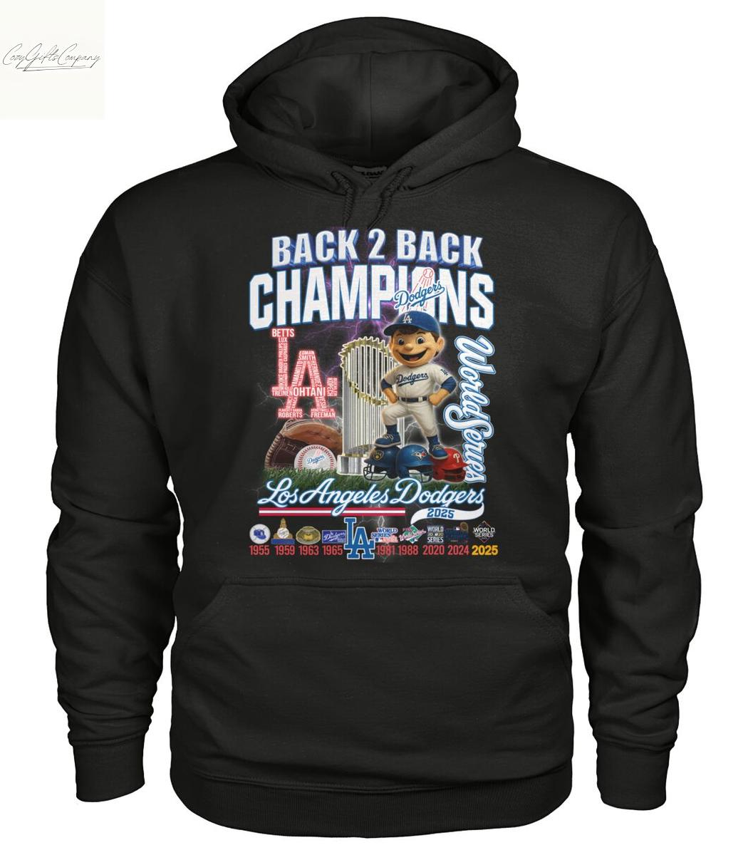 Los Angeles Dodgers Back 2 Back Champions World Series T Shirt