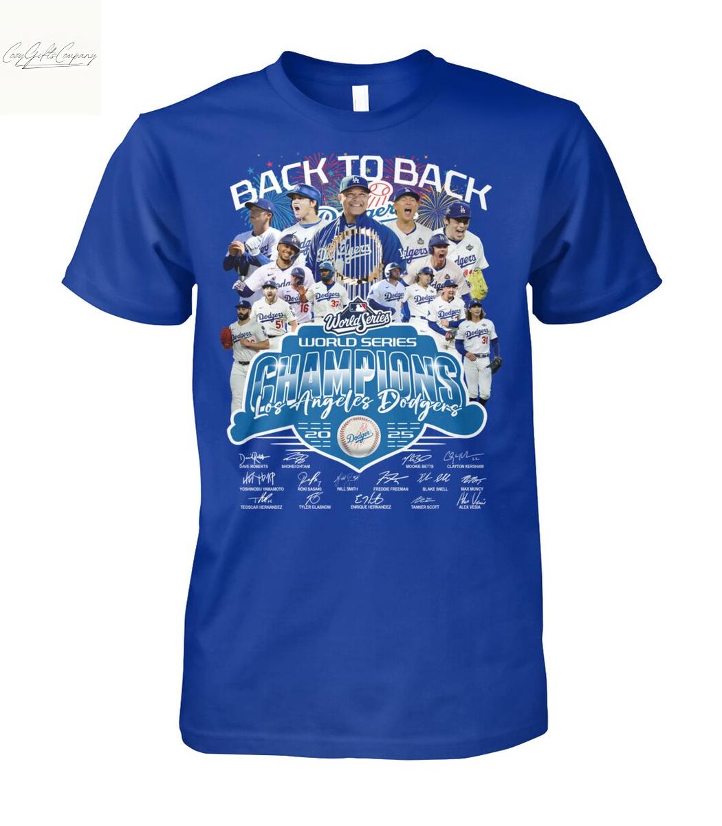 Los Angeles Dodgers Back To Back World Series 2024 2025 Champions T Shirt