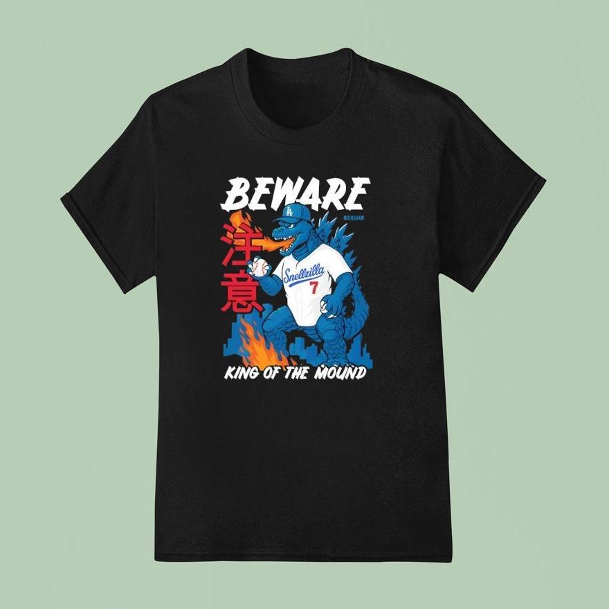 Los Angeles Dodgers Hooligan La Snellzilla Beware King Of The Mound Shirt