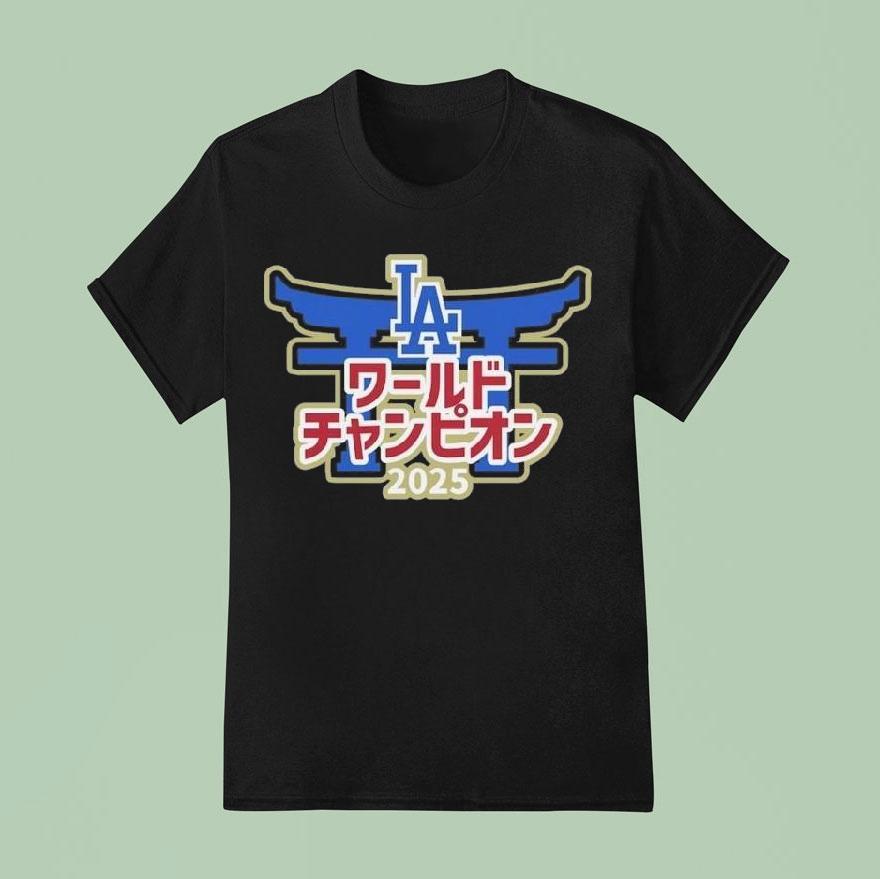 Los Angeles Dodgers New Era 2025 World Series Champions Japanese Characters Shirt