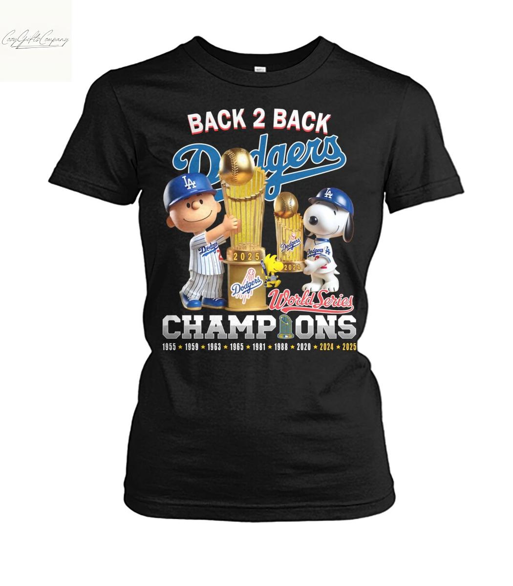 Los Angeles Dodgers Snoopy Back 2 Back Champions T Shirt Los Angeles Dodgers Snoopy Back 2 Back Champions T Shirt