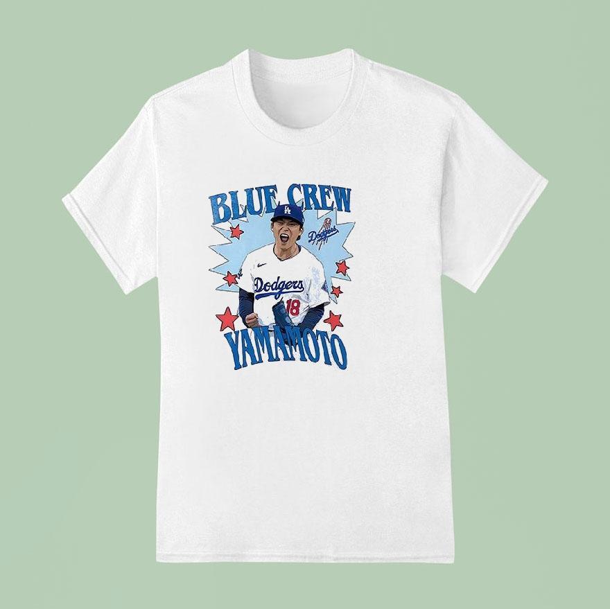 Los Angeles Dodgers Yoshinobu Yamamoto Blue Crew Graphic Shirt