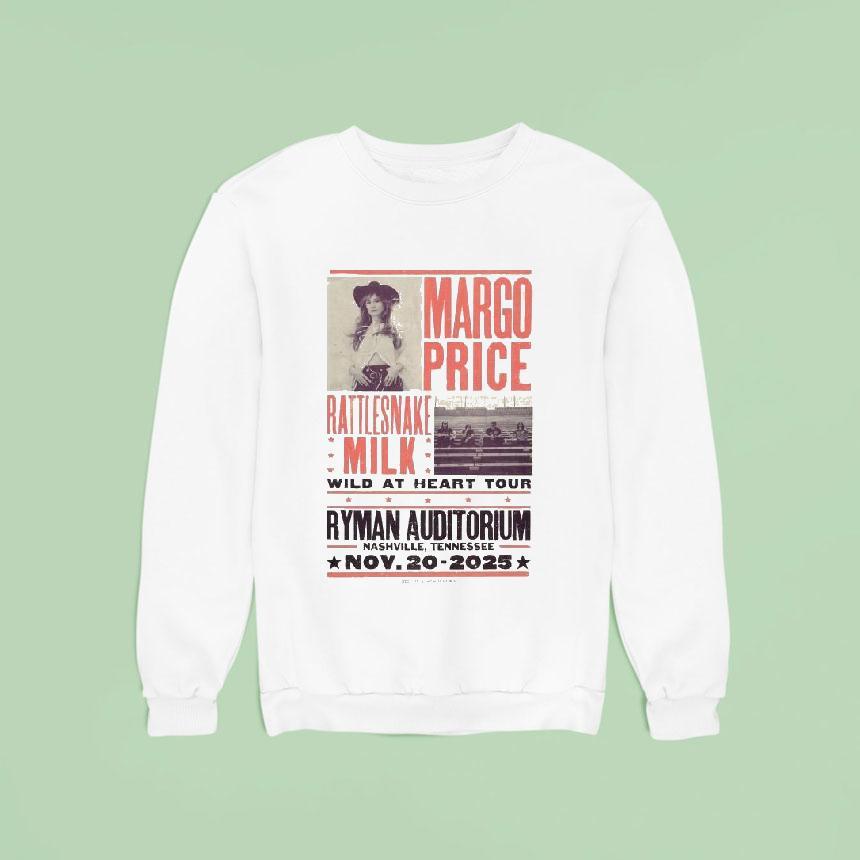 Margo Price Wild At Heart Tour Nov 20 2025 Nashville, Tn Concert Shirt Margo Price Wild At Heart Tour Nov 20 2025 Nashville, Tn Concert Shirt