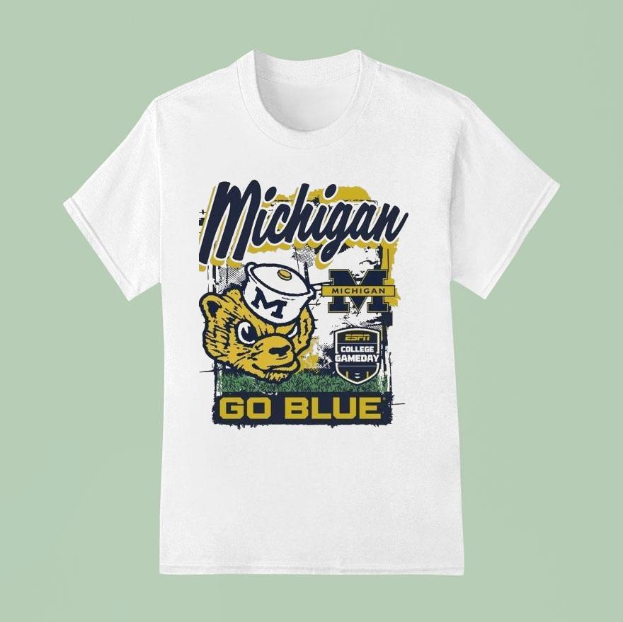 Michigan Wolverines College Gameday 2025 Mascot Go Blue Shirt