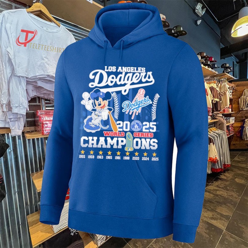 Mickey Mouse X Los Angeles Dodgers World Series Champions 2025 9x Disney MLB Trophy T-Shirt