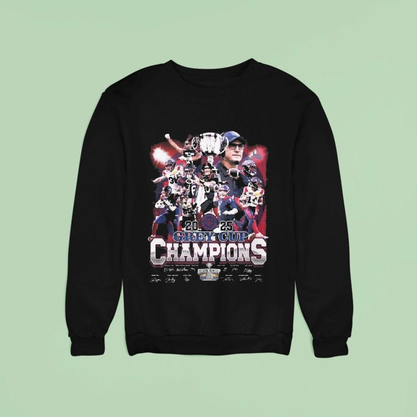 Montreal Alouettes 2025 Grey Cup Champions Signatures Shirt Montreal Alouettes 2025 Grey Cup Champions Signatures Shirt