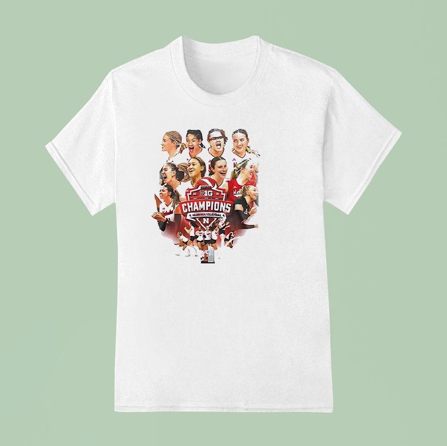 Nebraska Huskers Volleyball Big10 Champions 2025 Team Graphic Shirt
