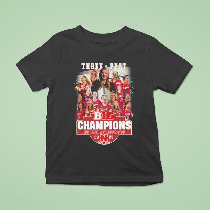 Nebraska Volleyball Three Peat Big Champions 2023-2025 Shirt