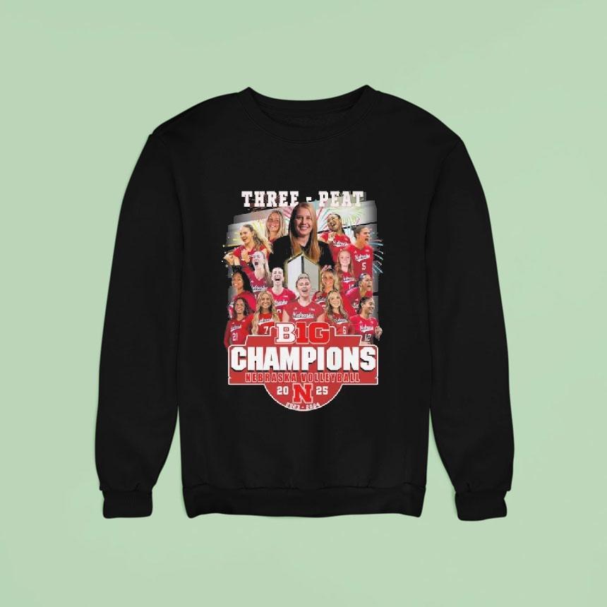Nebraska Volleyball Three Peat Big Champions 2023-2025 Shirt Nebraska Volleyball Three Peat Big Champions 2023-2025 Shirt