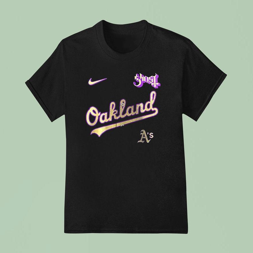 Oakland Athletics Mlb Ghost Band World Tour 2025 Art Shirt