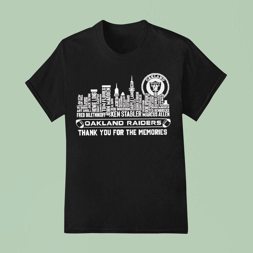 Oakland Raiders Players List Names Thank You For The Memories Shirt