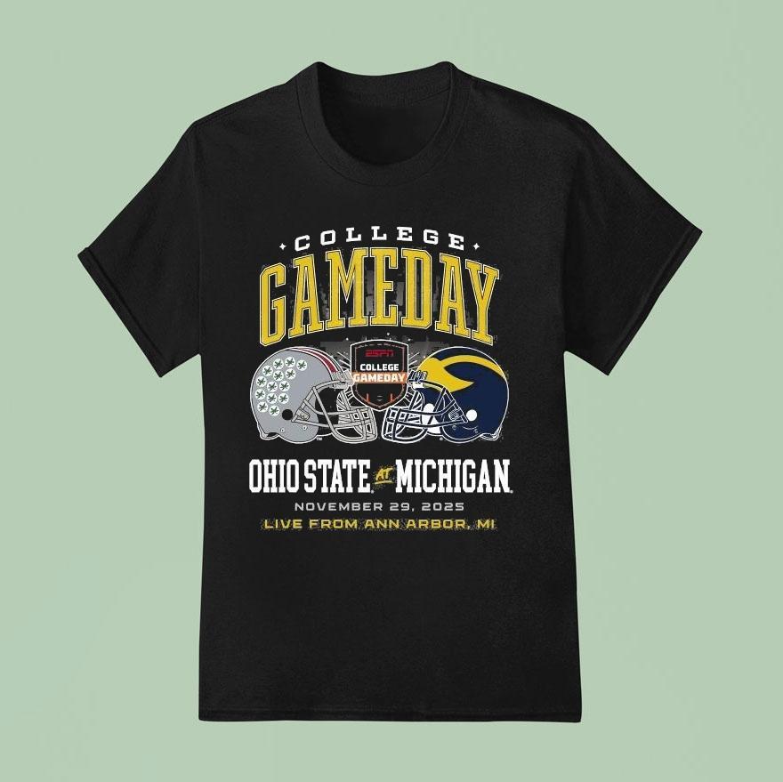Ohio State Buckeyes Vs. Michigan Wolverines College Gameday Live From Ann Arbor Mi November 29 2025 Helmet Shirt