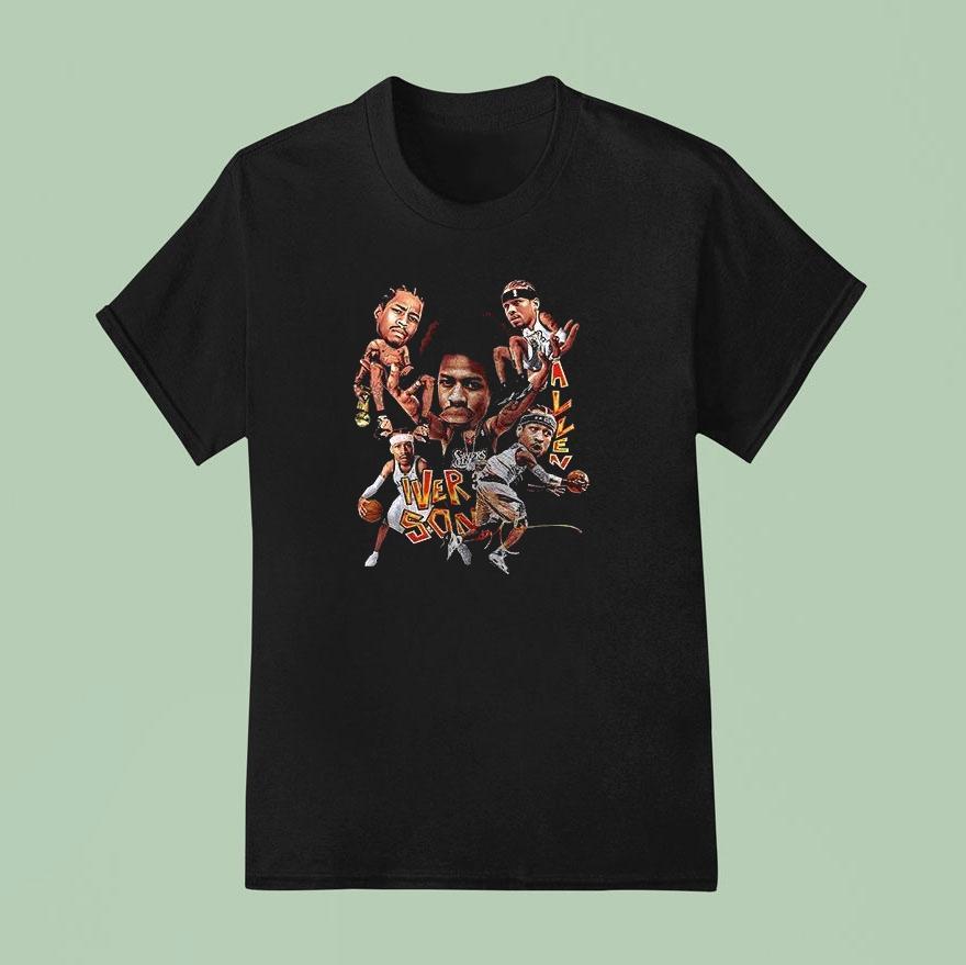 Philadelphia 76ers Iverson Allen Graphic Caricature Shirt