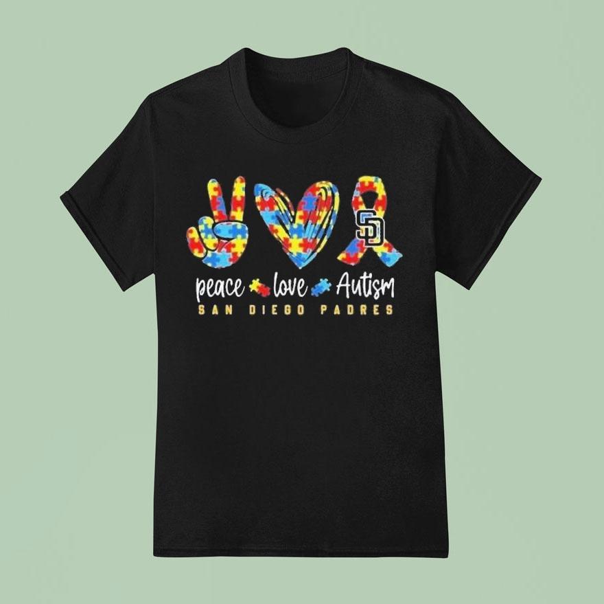 San Diego Padres Peace Love Autism Shirt