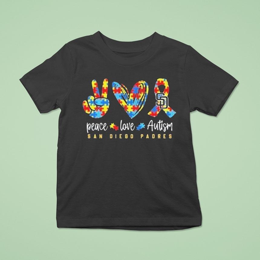 San Diego Padres Peace Love Autism Shirt