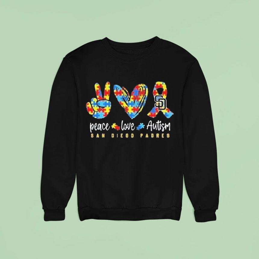 San Diego Padres Peace Love Autism Shirt San Diego Padres Peace Love Autism Shirt