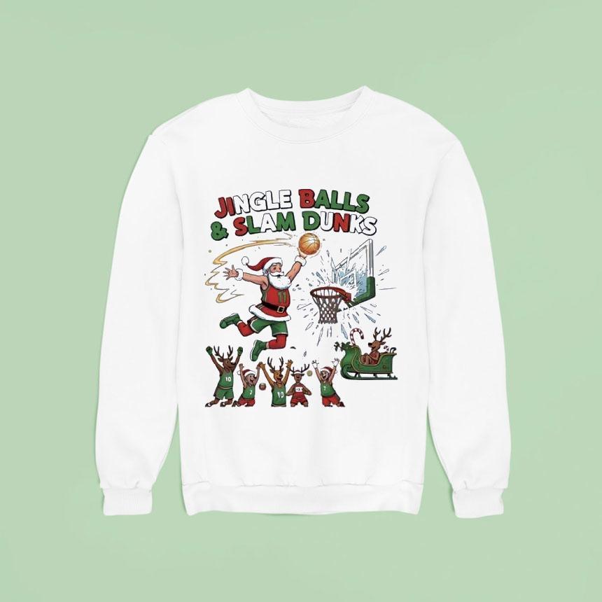 Santa Playing Basketball Jingle Balls And Slam Dunks Shirt Santa Playing Basketball Jingle Balls And Slam Dunks Shirt