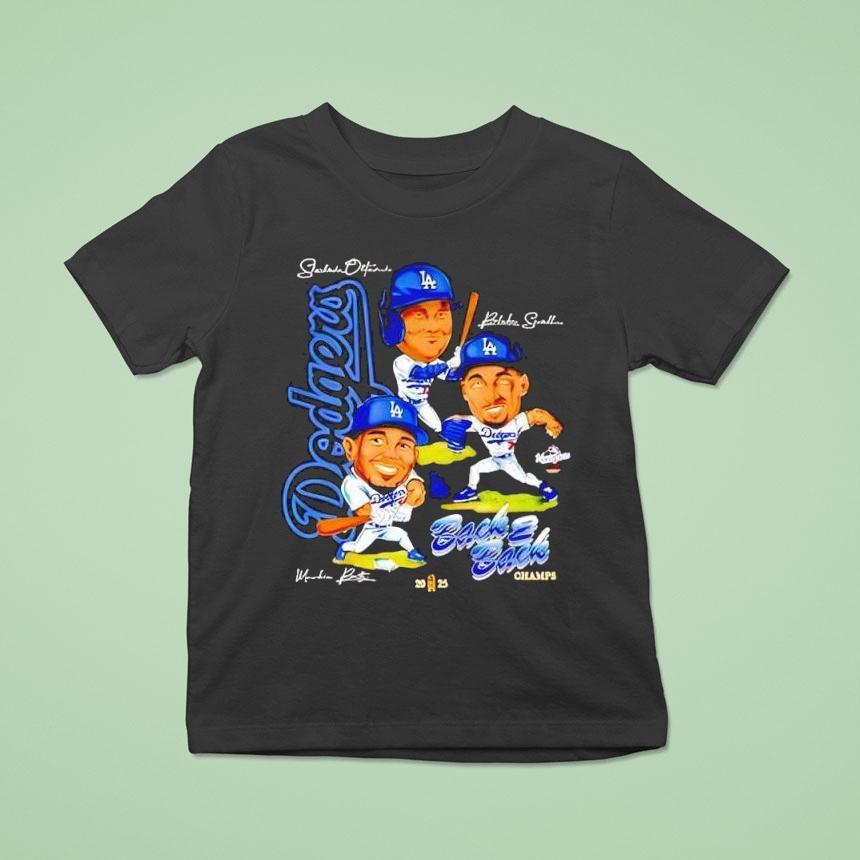 Shohei Ohtani Blake Snell And Mookie Betts Back To Back Champs Los Angeles Dodgers 2025 Signatures Shirt
