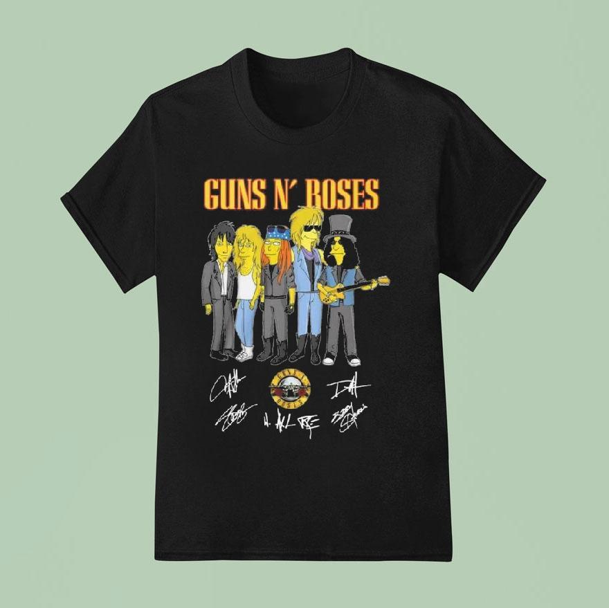 Simpsons Rock Band Guns N’ Roses Signature Shirt