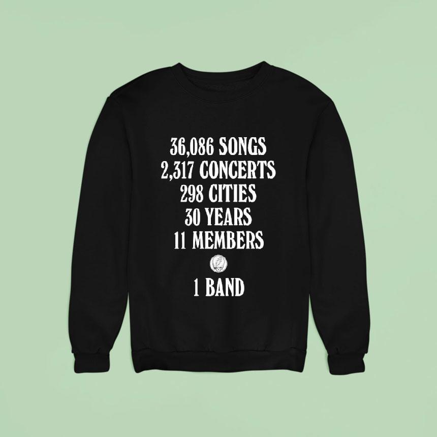 Songs 36086 Concerts 2317 Cities 298 Years 30 Members 11 Grateful Dead Logo Shirt Songs 36086 Concerts 2317 Cities 298 Years 30 Members 11 Grateful Dead Logo Shirt