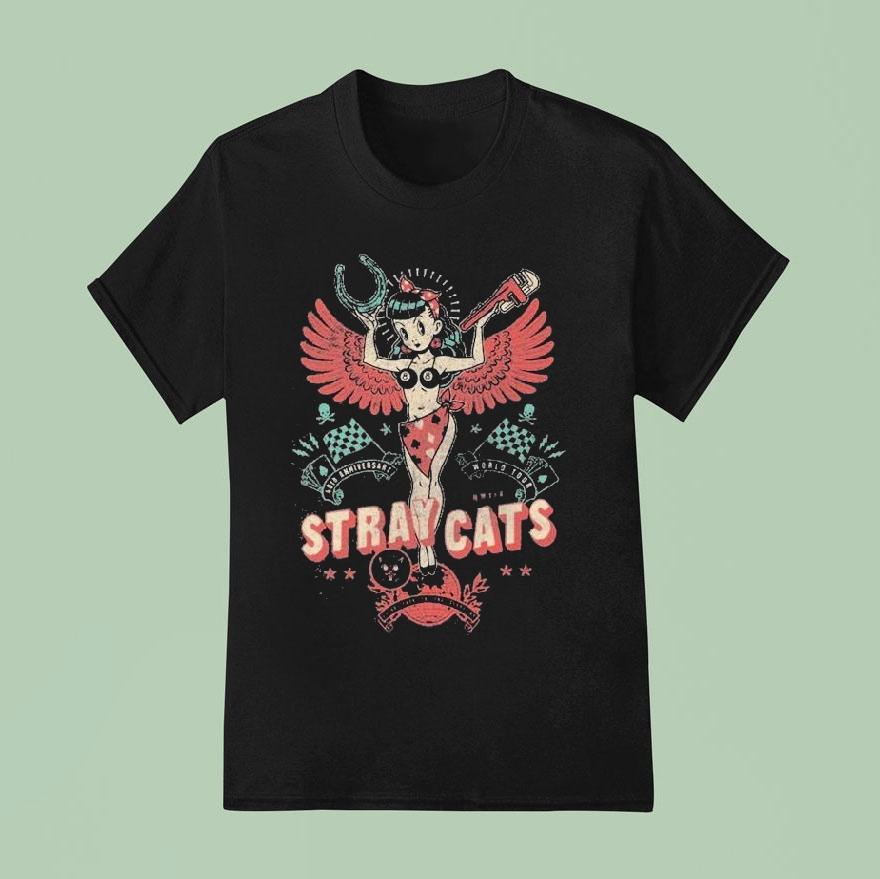 Stray Cats 40th Anniversary World Tour Pinup Angel Shirt