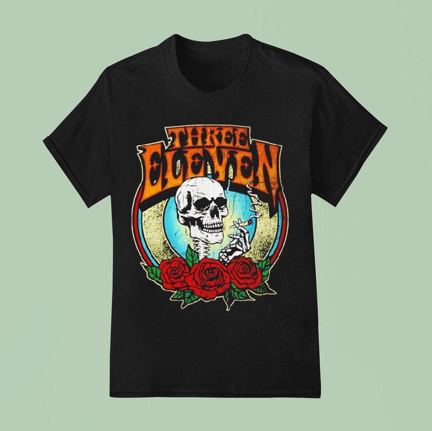 Three Eleven Smoking Skull Raglan Deadhead Forever Graphic Shirt