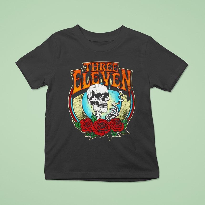 Three Eleven Smoking Skull Raglan Deadhead Forever Graphic Shirt